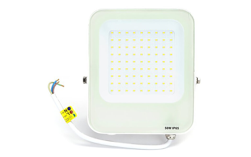 HLW LED LED Bouwlamp 50W IP65 Waterdicht - Witte Vloerlamp met Verstelbare Beam Angle, Neutraal Wit