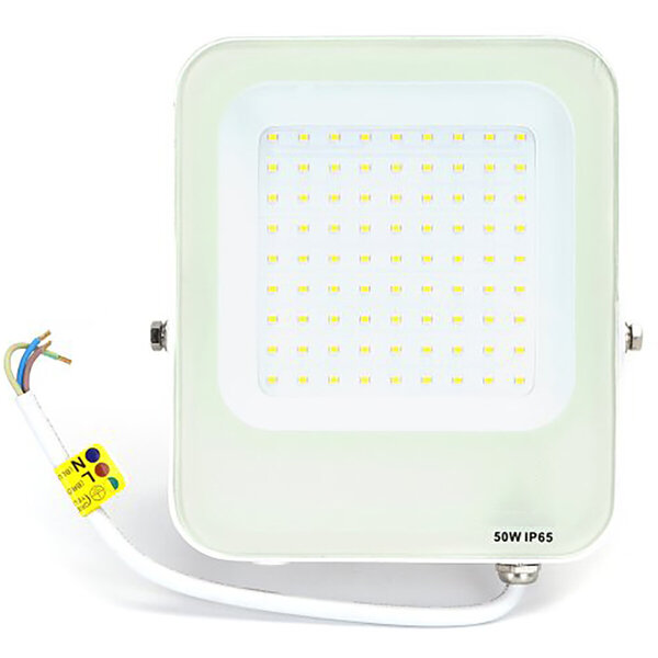 HLW LED LED Bouwlamp 50W IP65 Waterdicht - Witte Vloerlamp met Verstelbare Beam Angle, Neutraal Wit