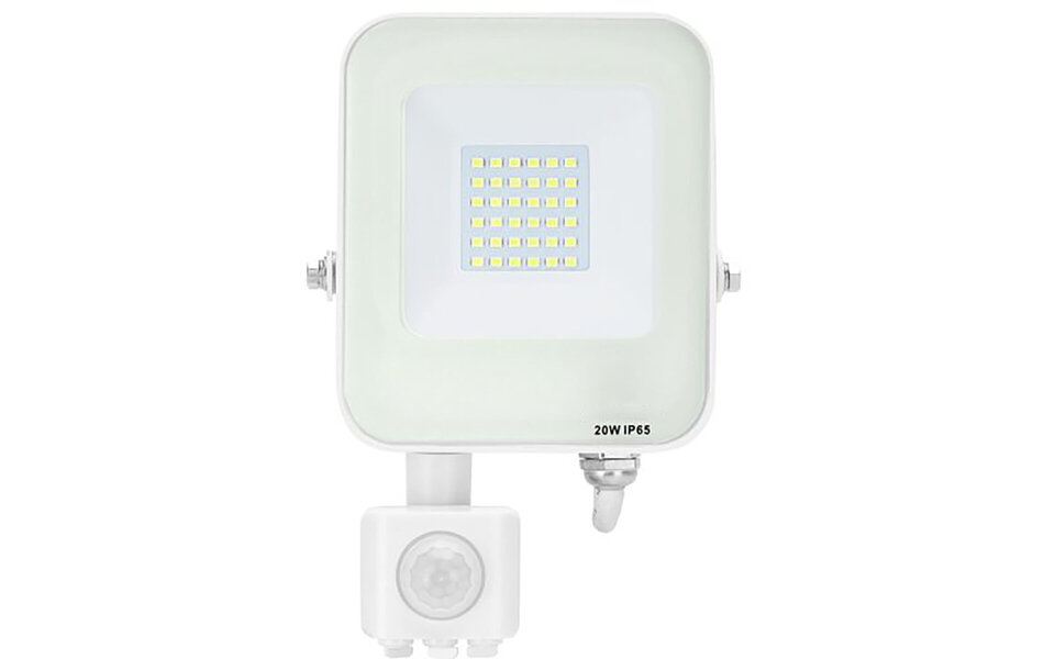HLW LED LED Bouwlamp met Bewegingssensor - Waterdichte LED Wandlamp IP65, 20W, Neutraal Wit, Beam Angle Verstelbaar