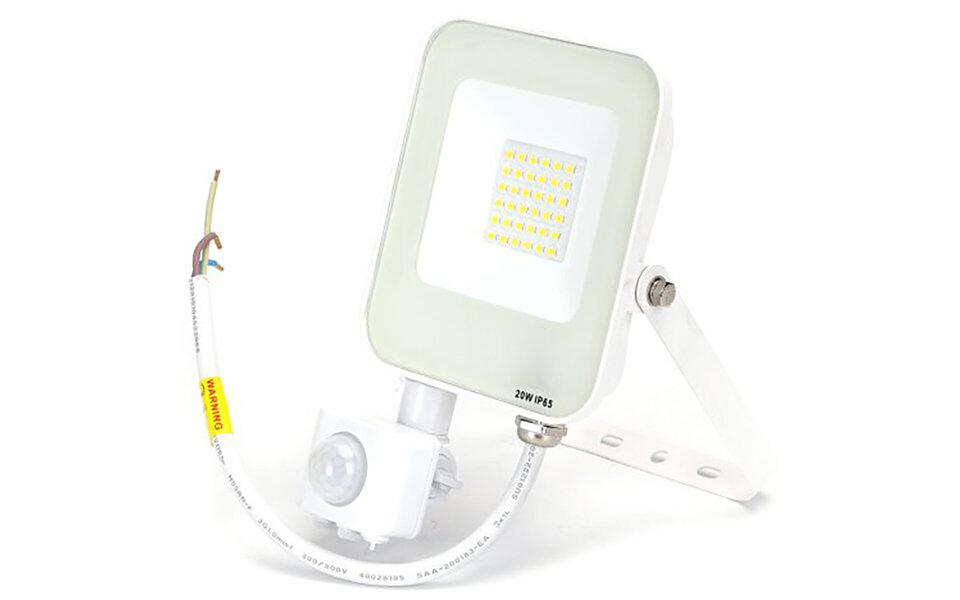 HLW LED LED Bouwlamp met Bewegingssensor - Waterdichte LED Wandlamp IP65, 20W, Neutraal Wit, Beam Angle Verstelbaar
