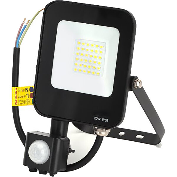 HLW LED Waterdichte LED Bouwlamp & Wandlamp met Sensor - 20W Mat Zwart - Neutraal Wit