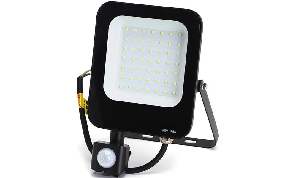 HLW LED LED Bouwlamp 30W Met Sensor - Waterdicht IP65, Mat Zwarte Vloer- & Wandlamp