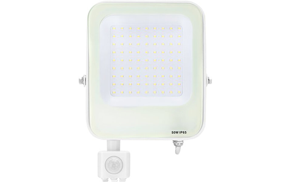 HLW LED LED Bouwlamp met Bewegingssensor - Waterdichte LED Wandlamp met Sensor, 50W Koud Wit 6500K