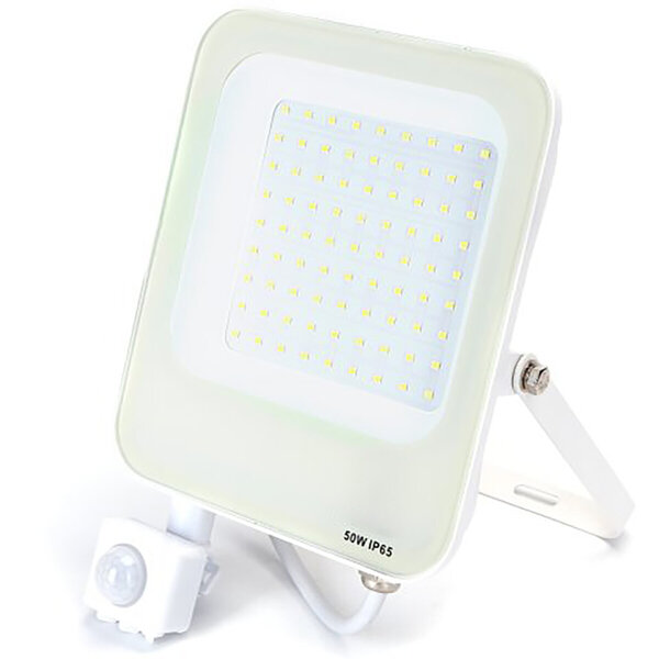 HLW LED LED Bouwlamp met Bewegingssensor - Waterdichte LED Wandlamp met Sensor, 50W Koud Wit 6500K