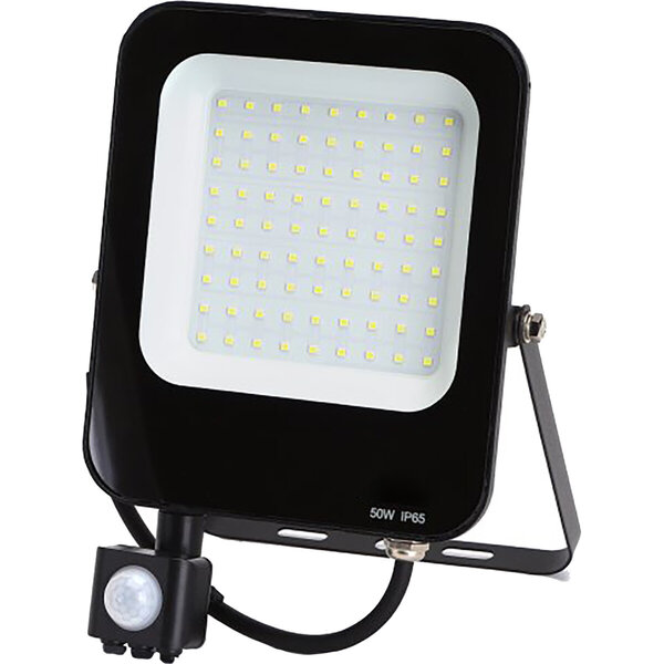 HLW LED LED Bouwlamp en Wandlamp met Sensor 50W - Mat Zwart, Waterdicht IP65, Koud Wit 6000K