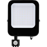 LED Bouwlamp 100W met Sensor - Mat Zwart, Waterdicht IP65
