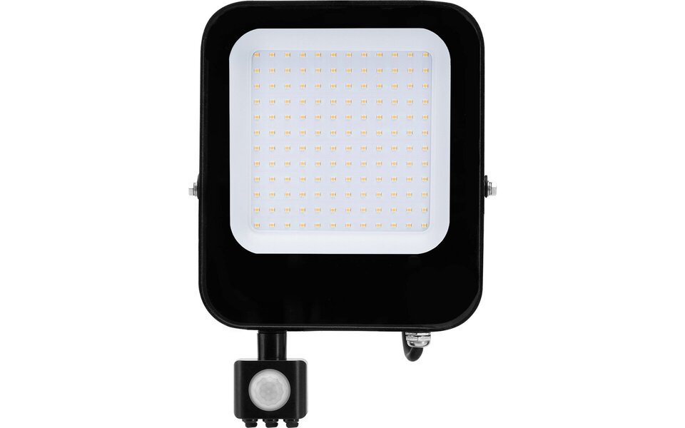 HLW LED LED Bouwlamp 100 Watt met Sensor - Mat Zwarte LED Bouwlamp, Waterdicht IP65, Neutraal Wit HLW LED LED Bouwlamp 100 Watt met Sensor - Mat Zwarte LED Bouwlamp, Waterdicht IP65, Neutraal Wit