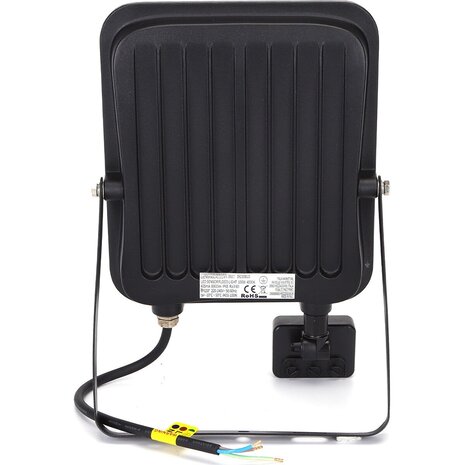 HLW LED LED Bouwlamp 100 Watt met Sensor - Mat Zwarte LED Bouwlamp, Waterdicht IP65, Neutraal Wit