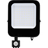 HLW LED LED Bouwlamp 100W Mat Zwart - Waterdichte LED Bouwlamp & Wandlamp met Sensor, Koud Wit 6500K