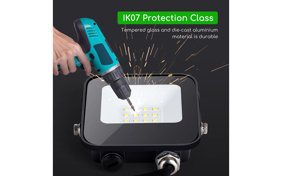 HLW LED LED Bouwlamp 10W Waterdicht IP65 - Zwarte & Witte LED lamp Koud Wit 6000K