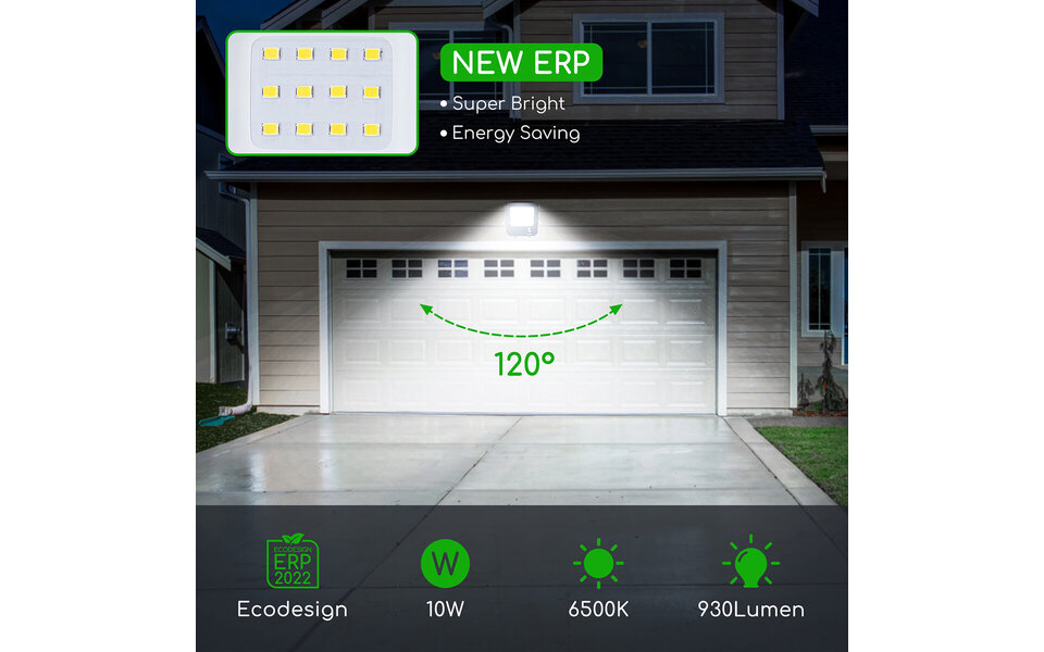 HLW LED LED Bouwlamp 10W Waterdicht IP65 - Zwarte & Witte LED lamp Koud Wit 6000K