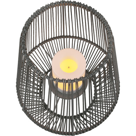 HLW LED LED Tafellamp met Sensor, Ovale Stoffen Kap en Spatwaterdicht IP44 - Zonne-energie HLW LED LED Tafellamp met Sensor, Ovale Stoffen Kap en Spatwaterdicht IP44 - Zonne-energie