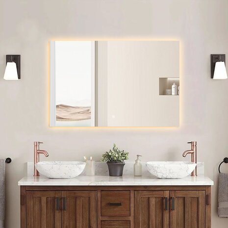 LED Spiegel 80x60cm | Dimbaar 3000-6000K | Verwarmd & Touch LED Spiegel 80x60cm | Dimbaar 3000-6000K | Verwarmd & Touch