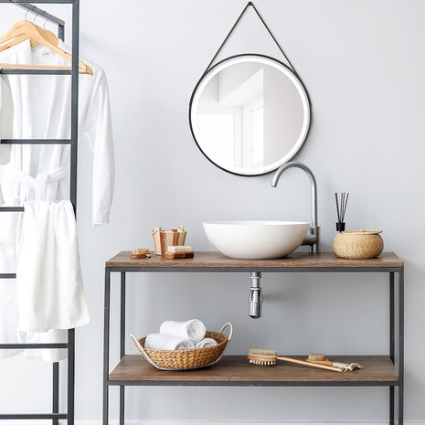 HLW LED LED Spiegel 60cm | 15W | Zwart | Touch | 3000-4000K | Rond HLW LED LED Spiegel 60cm | 15W | Zwart | Touch | 3000-4000K | Rond