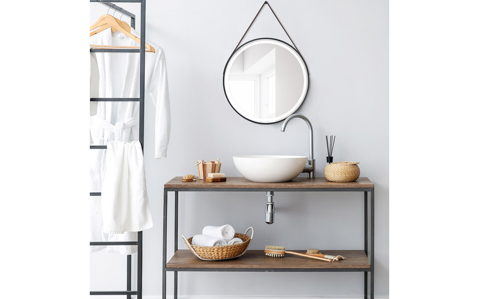 HLW LED LED Spiegel 60cm | 15W | Zwart | Touch | 3000-4000K | Rond HLW LED LED Spiegel 60cm | 15W | Zwart | Touch | 3000-4000K | Rond