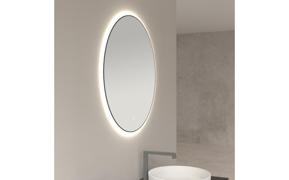 Wiesbaden LED Spiegel 60cm | Dimbaar 3000–6500K | Touch | Mat Zwart