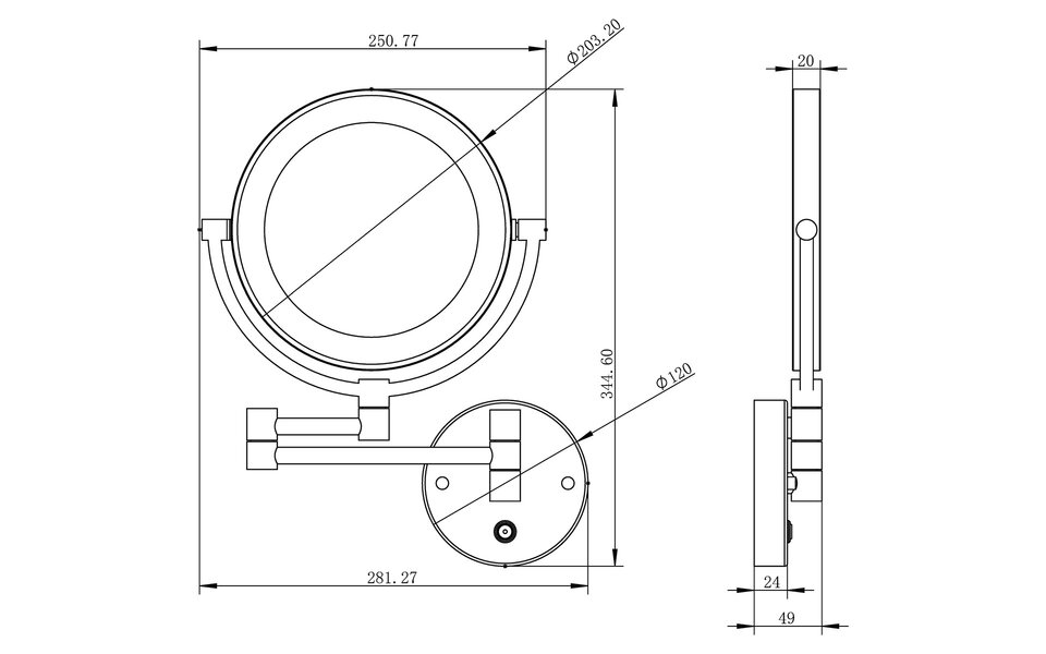 Wiesbaden LED Spiegel 20cm | 5W | 4000K | Chroom | 5x vergroting