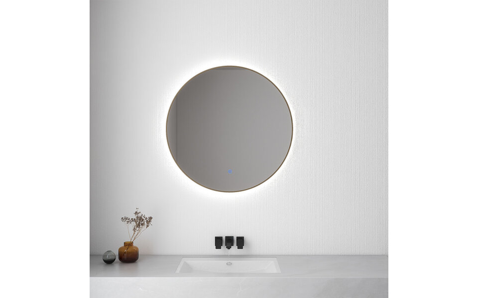 Wiesbaden LED Spiegel 80cm 18W | Geborsteld Messing | Dimbaar Touch