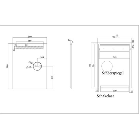 Wiesbaden LED Spiegel 60x80cm | 18W Warm Wit | Anticondens & IP44