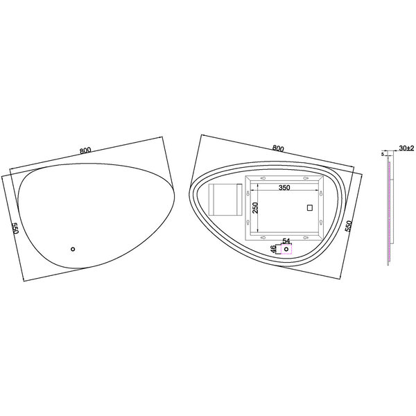 Wiesbaden LED Spiegel 80x55cm | 15W | Dimbaar, Verwarming, 2800-6400K