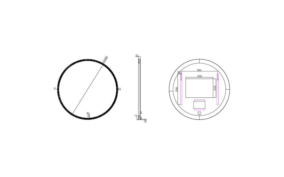 Wiesbaden LED Spiegel 100cm | 13W | Zwart | Dimbaar & Verwarming
