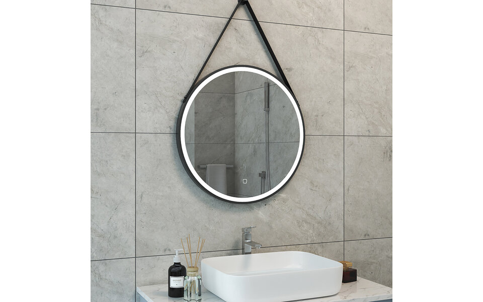 Wiesbaden LED Spiegel 60cm | A-klasse | Dimbaar & Verwarmd | Mat Zwart