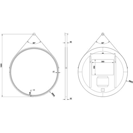 Wiesbaden LED Spiegel Ø80cm | 24W | Mat Zwart | Dimbaar & Verwarmd Wiesbaden LED Spiegel Ø80cm | 24W | Mat Zwart | Dimbaar & Verwarmd