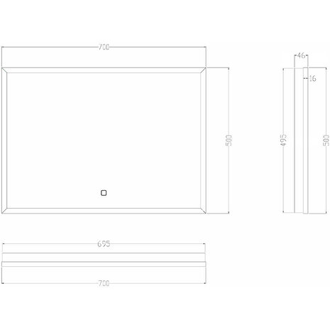 Wiesbaden LED Spiegel 70x50cm - 30W - Mat Zwart - Dimbaar & Verwarmd Wiesbaden LED Spiegel 70x50cm - 30W - Mat Zwart - Dimbaar & Verwarmd