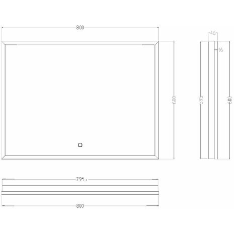 Wiesbaden LED Spiegel 80x60cm | 30W | Mat Zwart | Dimbaar, Verwarming Wiesbaden LED Spiegel 80x60cm | 30W | Mat Zwart | Dimbaar, Verwarming