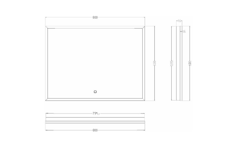 Wiesbaden LED Spiegel 80x60cm | 30W | Mat Zwart | Dimbaar, Verwarming