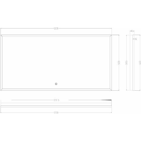Wiesbaden LED Spiegel 120x60cm | 30W | Dimbaar & Verwarming | Zwart Wiesbaden LED Spiegel 120x60cm | 30W | Dimbaar & Verwarming | Zwart