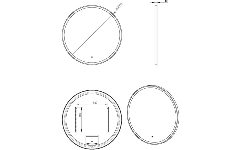 Xellanz LED Spiegel 100cm | 36W | Dimbaar | Mat Zwart | Rond