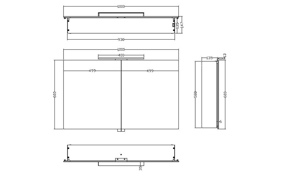 Xellanz LED Spiegelkast 100x60cm | 6W 6400K | Alu | Stopcontact