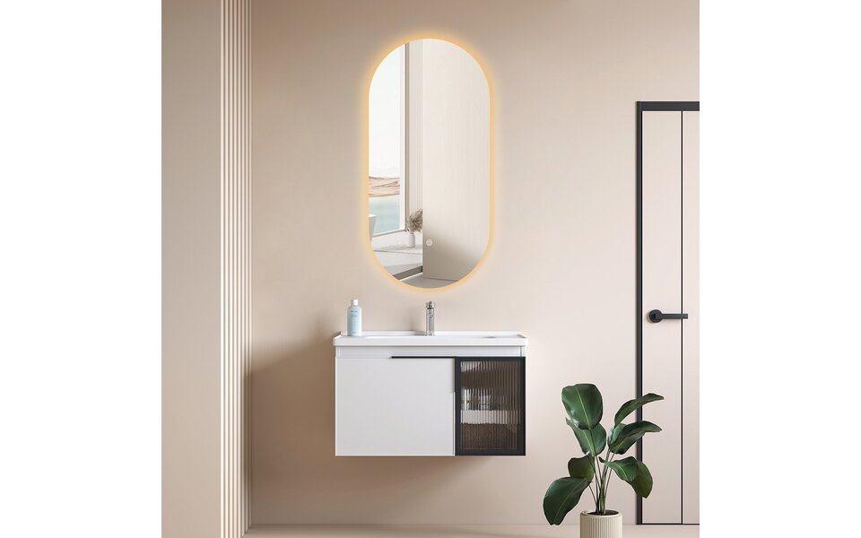 HLW LED LED Spiegel 40x75cm 24W | 3000-6000K | Verwarming & Dimbaar HLW LED LED Spiegel 40x75cm 24W | 3000-6000K | Verwarming & Dimbaar