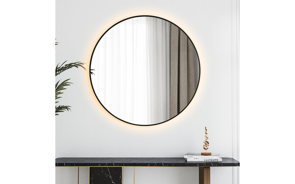 HLW LED LED Spiegel 40cm | Zwart | Dimbaar, Verwarmd & Touch