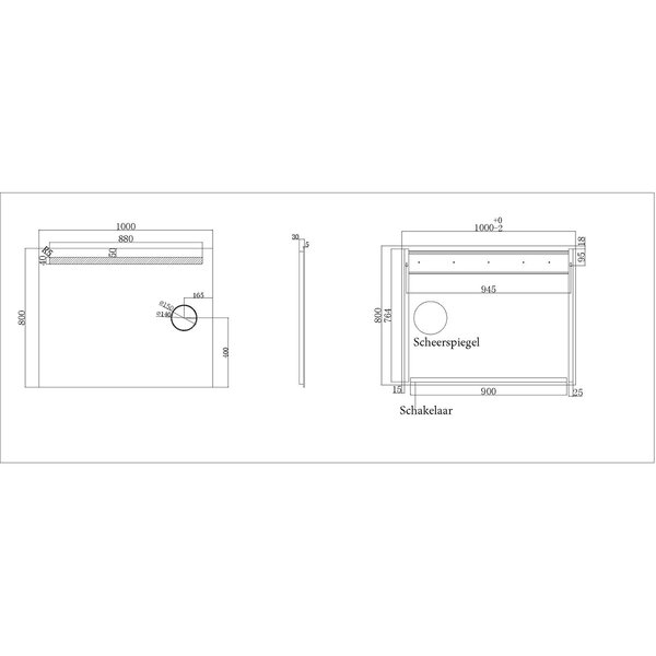 Wiesbaden LED Spiegel 100x80 cm | 24W | Natuurwit | Scheerspiegel