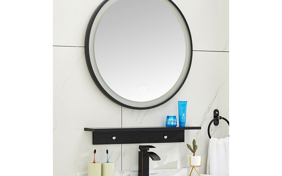 Xellanz LED Spiegel 60cm Rond | 24W | Dimbaar & Touch | Mat Zwart