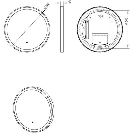 Xellanz LED Spiegel 60cm Rond | 24W | Dimbaar & Touch | Mat Zwart Xellanz LED Spiegel 60cm Rond | 24W | Dimbaar & Touch | Mat Zwart