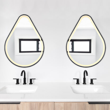 HLW LED LED Spiegel 60x80cm | 20W | Zwart | IP44, 3000-4000K HLW LED LED Spiegel 60x80cm | 20W | Zwart | IP44, 3000-4000K