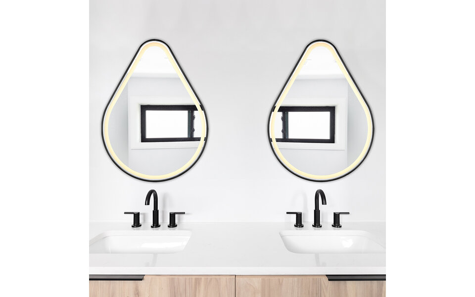 HLW LED LED Spiegel 60x80cm | 20W | Zwart | IP44, 3000-4000K