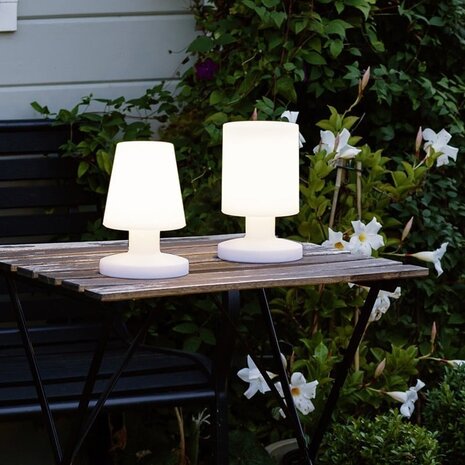 HLW LED LED Tafellamp met USB Oplaadfunctie, Spatwaterdicht en Stoffen Kap - Witte HLW LED LED Tafellamp met USB Oplaadfunctie, Spatwaterdicht en Stoffen Kap - Witte