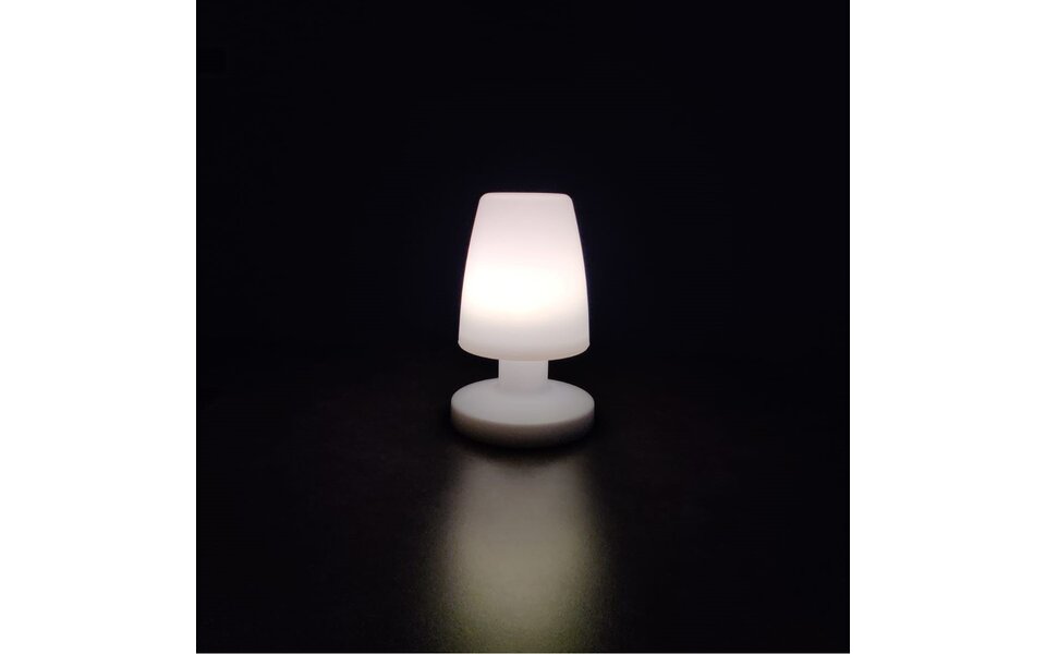 HLW LED LED Tafellamp met USB Oplaadfunctie, Spatwaterdicht en Stoffen Kap - Witte HLW LED LED Tafellamp met USB Oplaadfunctie, Spatwaterdicht en Stoffen Kap - Witte