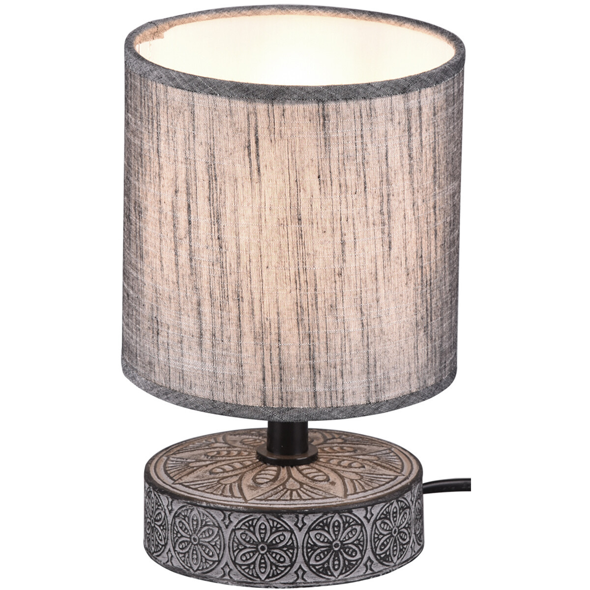 LED Tafellamp Trion Maria - Mat Grijs Keramiek met E14 Fitting & Ronde Kap