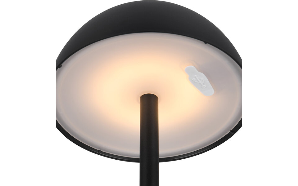 HLW LED LED Tafellamp Trion Rado met stoffen kap, warm wit 2700K–3000K, zwarte , 7W LED en oplaadbare batterijen