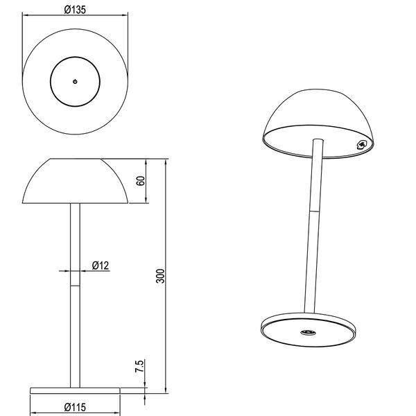 HLW LED LED Tafellamp Trion Rado met stoffen kap, warm wit 2700K–3000K, zwarte , 7W LED en oplaadbare batterijen HLW LED LED Tafellamp Trion Rado met stoffen kap, warm wit 2700K–3000K, zwarte , 7W LED en oplaadbare batterijen