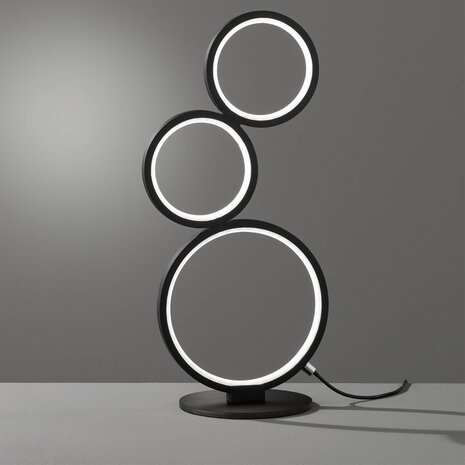 HLW LED Dimbare LED Tafellamp Trion Rondy - 17W, Rond, Mat Zwart, Warm Wit 3000K HLW LED Dimbare LED Tafellamp Trion Rondy - 17W, Rond, Mat Zwart, Warm Wit 3000K