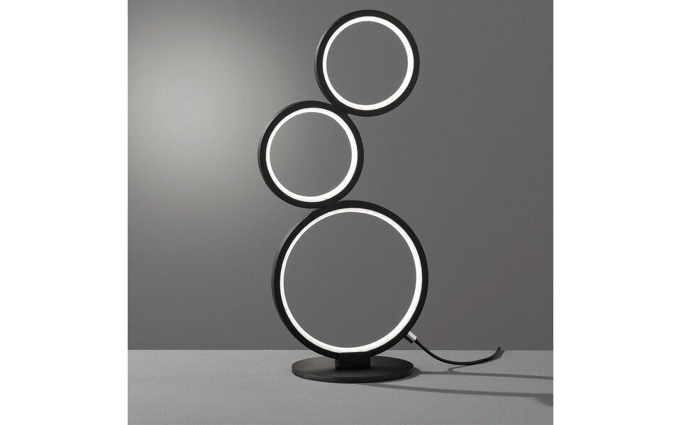 HLW LED Dimbare LED Tafellamp Trion Rondy - 17W, Rond, Mat Zwart, Warm Wit 3000K