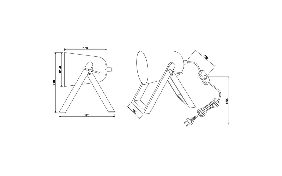 HLW LED LED Tafellamp Trion Maryla - Mat Zwart & Hout - Ronde , E27 Fitting