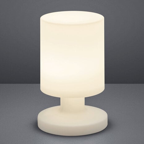HLW LED LED Tafellamp Trion - Ronde LED tafellamp met USB-oplaadfunctie en spatwaterdichte witte kunststof kap HLW LED LED Tafellamp Trion - Ronde LED tafellamp met USB-oplaadfunctie en spatwaterdichte witte kunststof kap