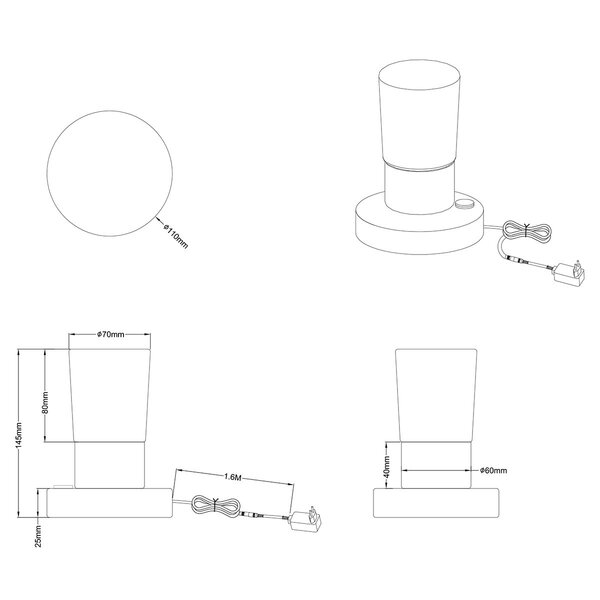 HLW LED LED Tafellamp - Rond Mat Nikkel - Warm Wit 2700K–3000K - 4W LED Licht